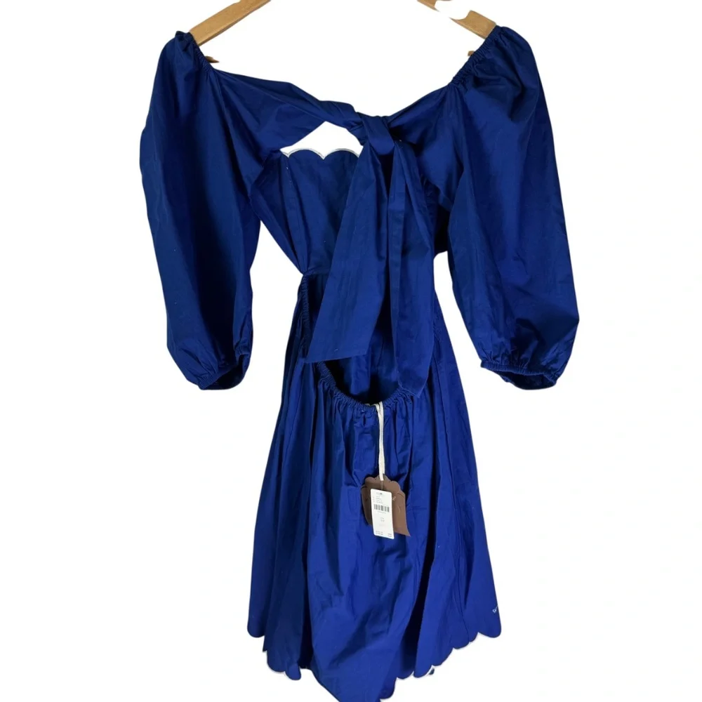 Anthropologie NWT Forever That Girl Royal Blue Scalloped Trim Cutout Dress Sz XS